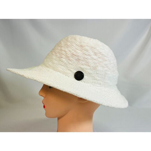 Shihreen White Woven Sun Hat Packable EUC Hiking Outdoors Wide Brim Vacation - Picture 1 of 8